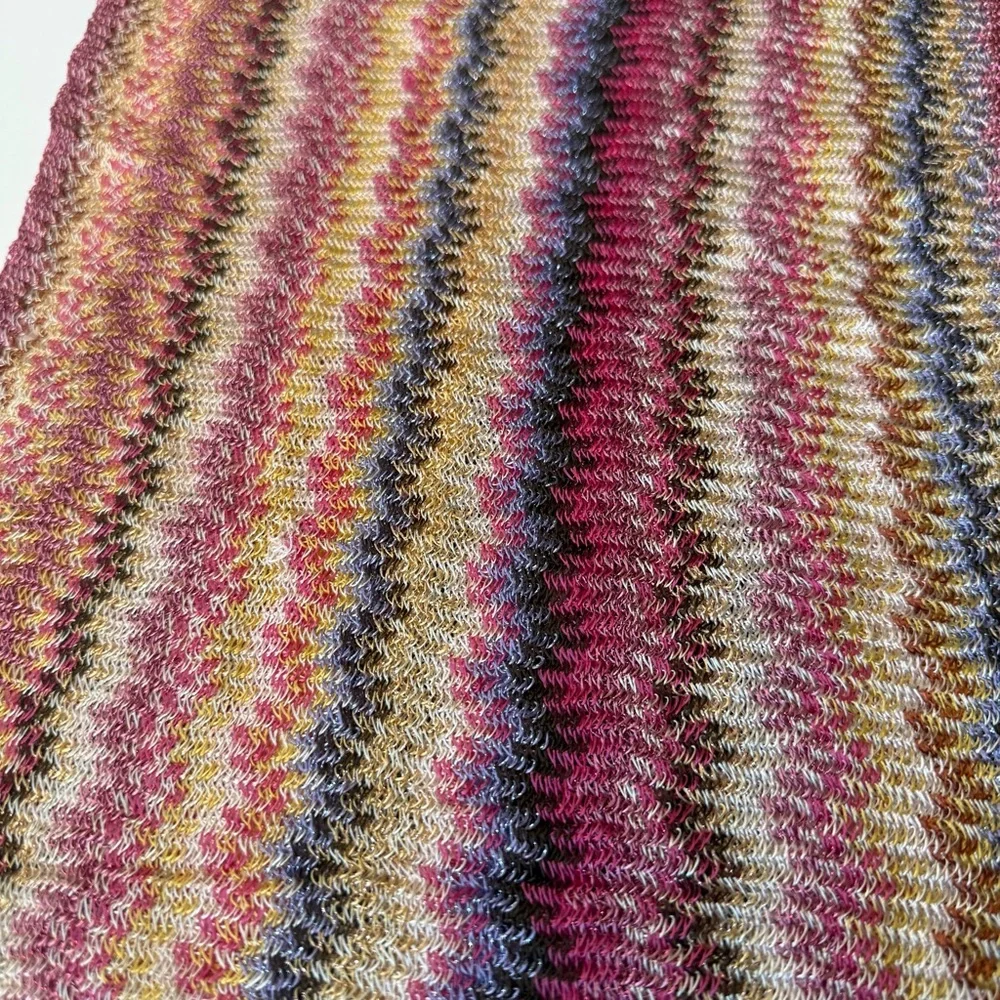 Missoni Zigzag Fringed Scarf Multicolor Made in Italy 88” - Picture 2 of 4